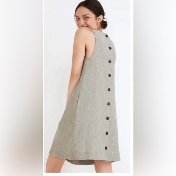 Madewell Sleeveless Linen Dress with Button Back XS - Picture 5 of 5